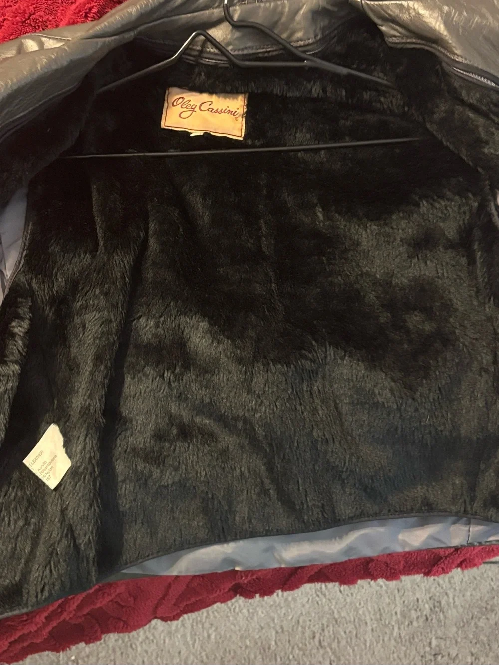 Oleg Cassini Men's Dark Gray Leather Bomber Jacket